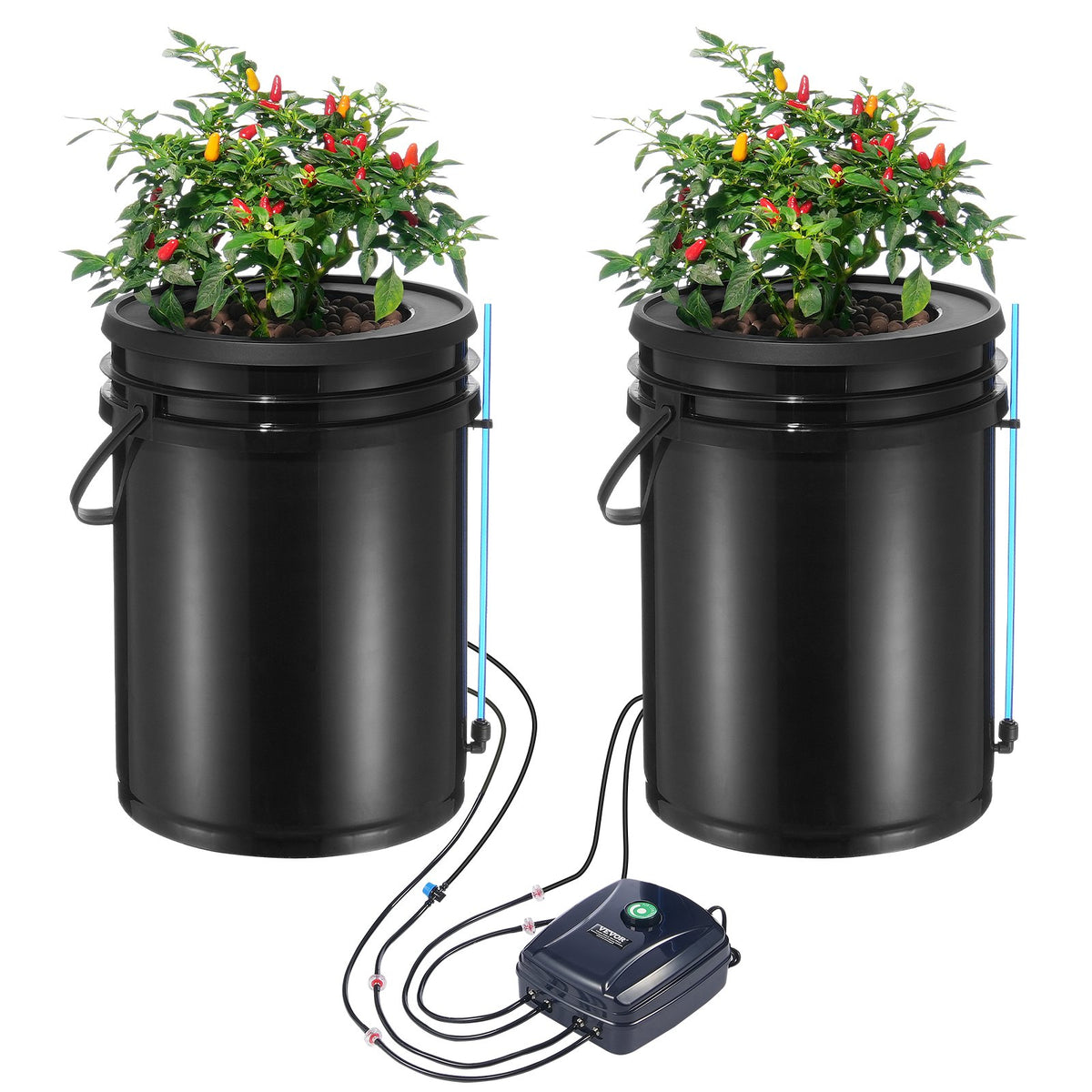 DWC Hydroponics Grow System Deep Water Culture with Top Drip 2 Buckets