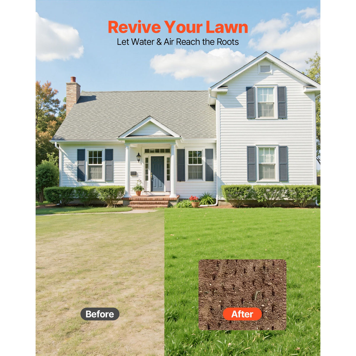 Rolling Lawn Aerator, 410mm Manual Push Aerator Roller with 42 Spikes & 60 in Long Handle, Fillable Drum for Added Weight, Heavy-Duty Lawn Soil Penetrator for Garden Yard Compacted Soils