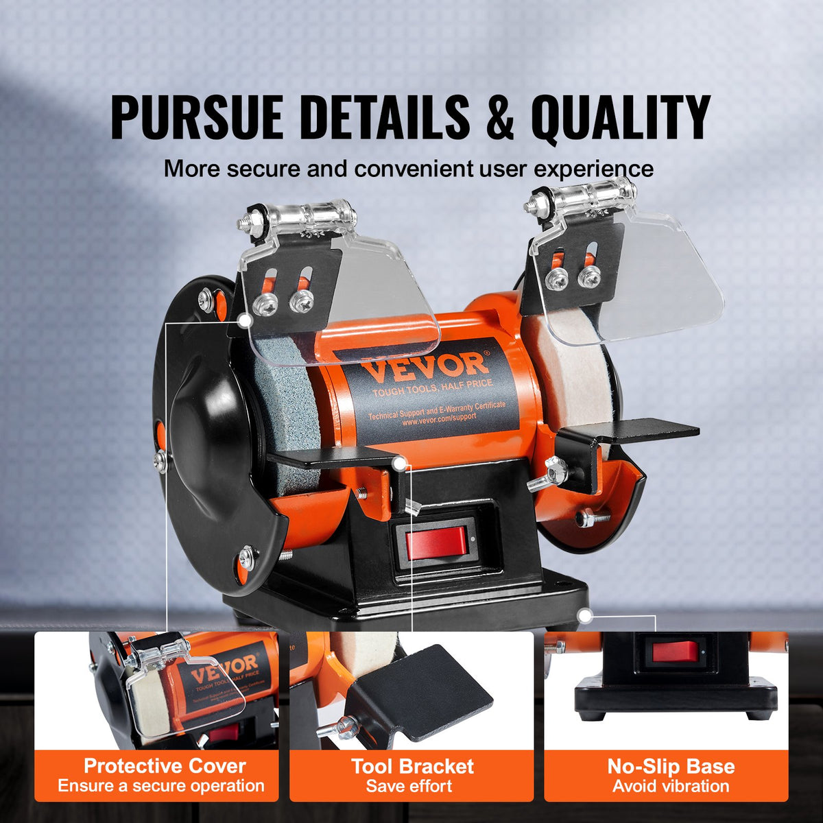 Jewelry Polisher, Bench Grinder Polishing & Buffing Machine, 3590RPM Bench Lathe Polisher with 1 Wool Wheel & 1 Abrasive Fiber Wheel & 1 Grinding Wheel & 100pcs Tools