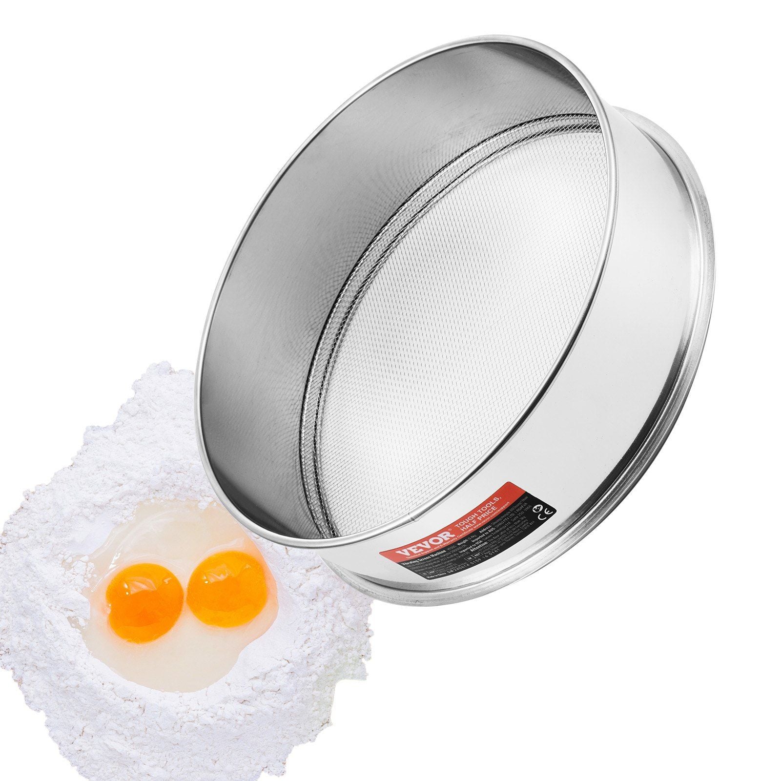 Flour Sieve Fine Mesh, 10 Mesh Flour Sifter, 304 Stainless Steel Fine Mesh Sifter Food-grade, Dia. 12.6" Fine Mesh Strainers for Baking, 5 Sizes Mesh hole for Mungbean, Rice, Flour, Pearl Powder