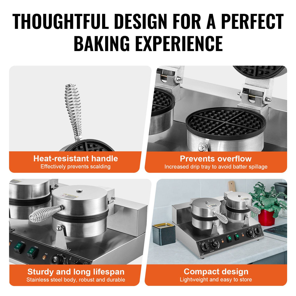 Commercial Waffle Maker, Dual-Head Round Waffle Baker - V952-SYBLSHFBJZYBC5B6EV3