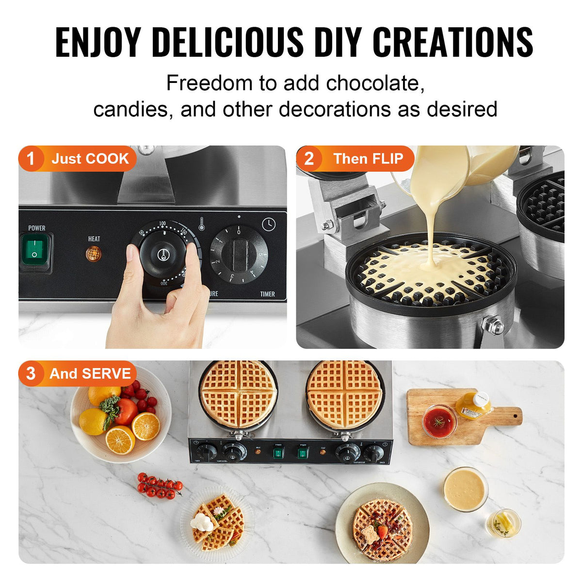 Commercial Waffle Maker, Dual-Head Round Waffle Baker - V952-SYBLSHFBJZYBC5B6EV3