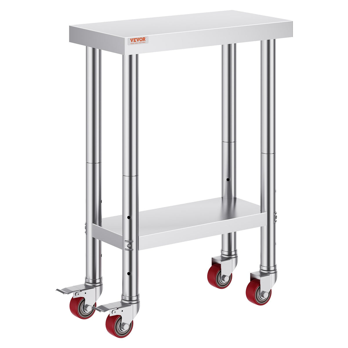 Stainless Steel Work Table with Wheels 24 x 12 x 32 Inch Prep Table with 4 Casters Heavy Duty Work Table for Commercial Kitchen Restaurant Business