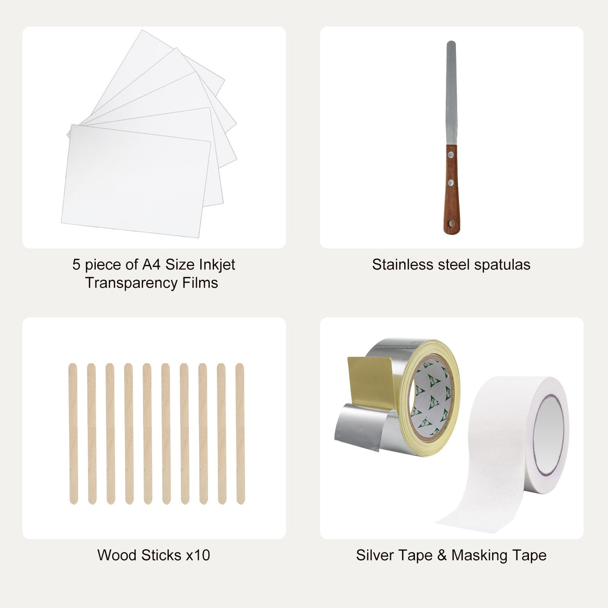 Screen Printing Kit, 2 Pieces Aluminum Silk Screen Printing Frames20.3 x 25.4/25.4 x 35.6cm 110 Count Mesh, 2 Tapes and Screen Printing Squeegees and Transparency Films for T-shirts DIY