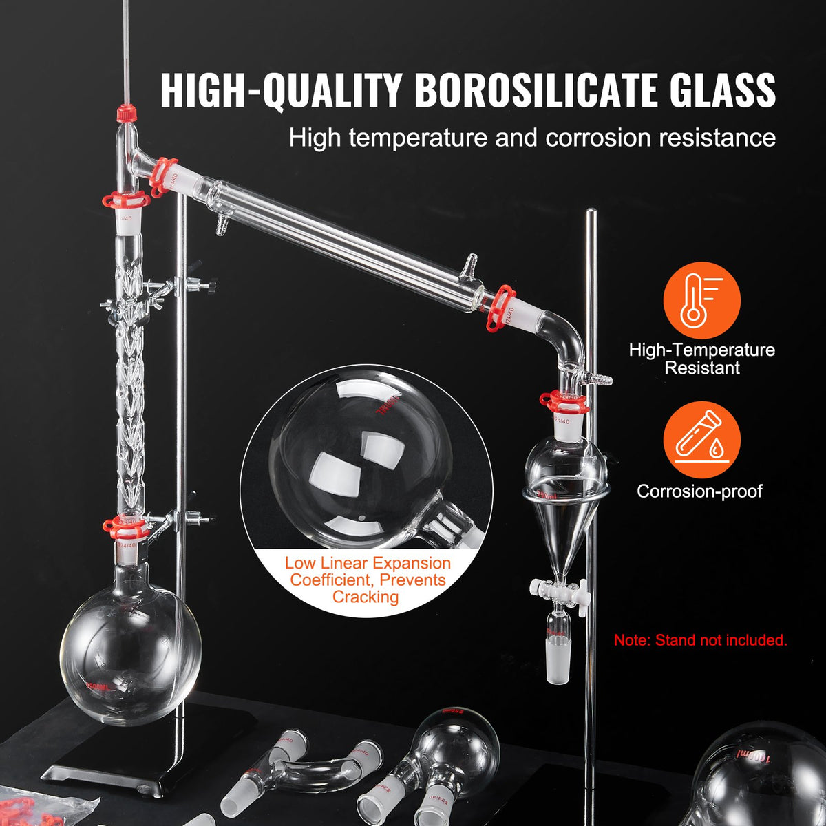 Lab Glassware Distillation Kit 1000ml 3.3 Boro 29 pcs Glassware Equipment