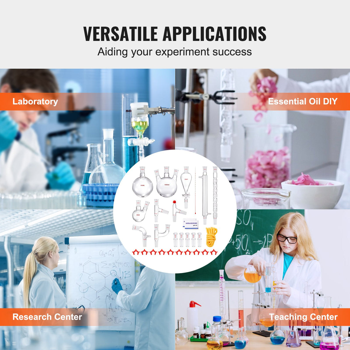 Lab Glassware Distillation Kit 1000ml 3.3 Boro 29 pcs Glassware Equipment