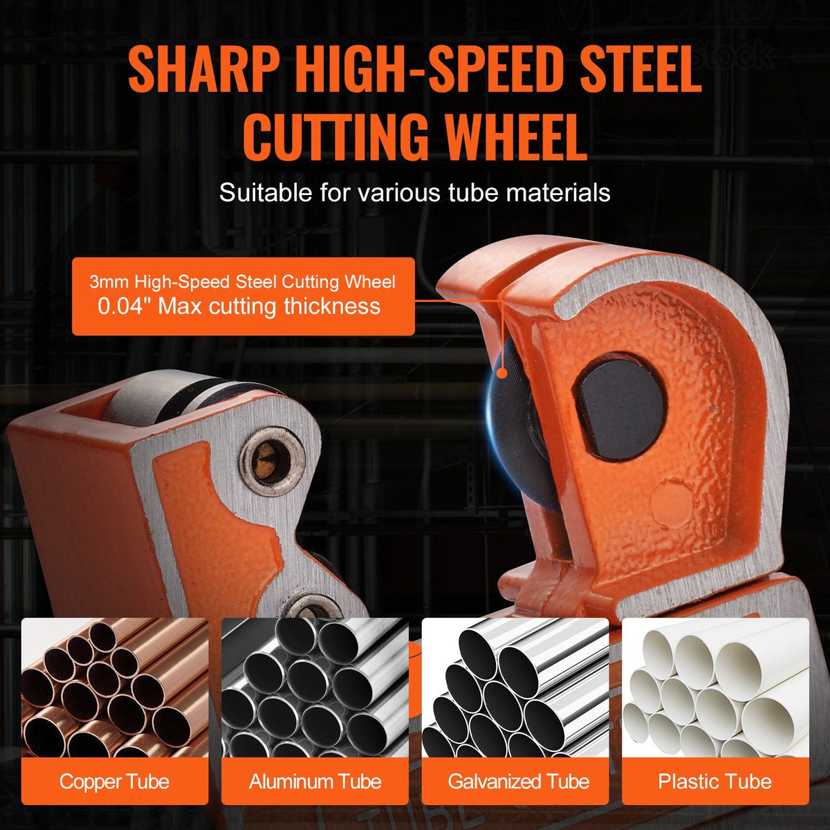Mini Tubing Cutter, 1/8" - 1-1/8" O.D. Mini Copper Pipe Cutter, Heavy Duty Compact Tube Cutter Tool with High-Speed SKD Blade for Copper, Aluminum, Galvanized, Plastic Pipes