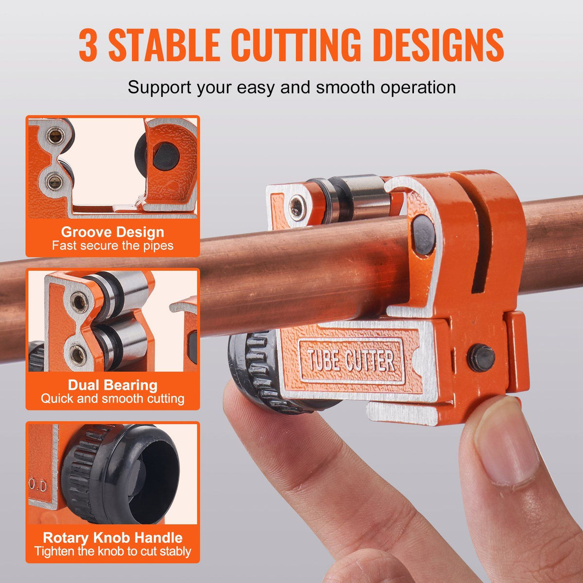 Mini Tubing Cutter, 1/8" - 1-1/8" O.D. Mini Copper Pipe Cutter, Heavy Duty Compact Tube Cutter Tool with High-Speed SKD Blade for Copper, Aluminum, Galvanized, Plastic Pipes