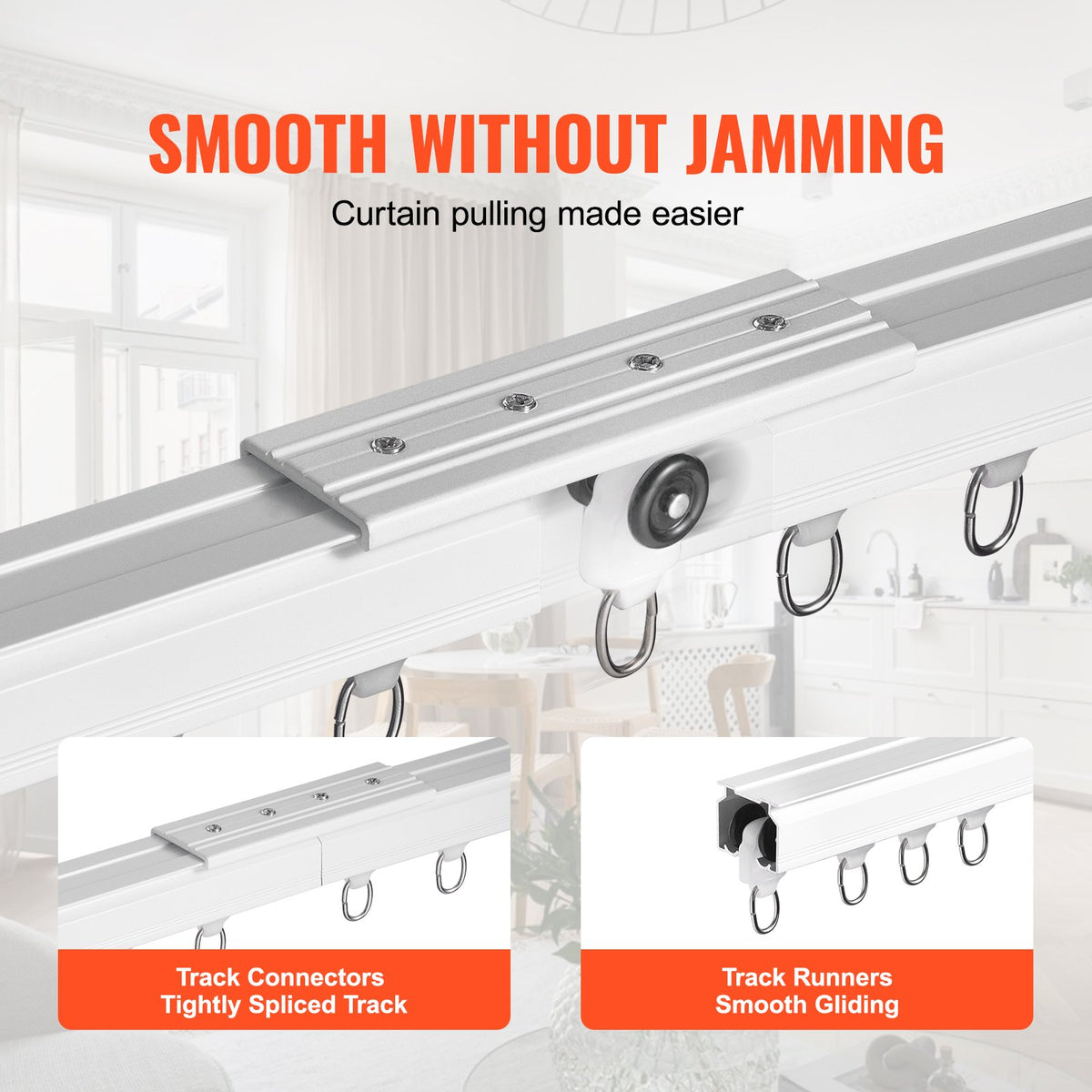 Ceiling Curtain Track Set 5.9 FT/1.8 Meter_oom Divider with Hooks White