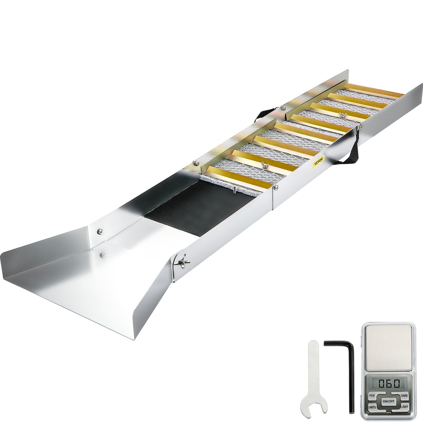Folding Aluminum Alloy Sluice Box, Compact 50" Sluice Boxes for Gold, Lightweight Gold Sluice Equipment, Portable Sluice Boxes with Miner's Moss, River, Creek, Gold Panning, Prospecting, Dredg