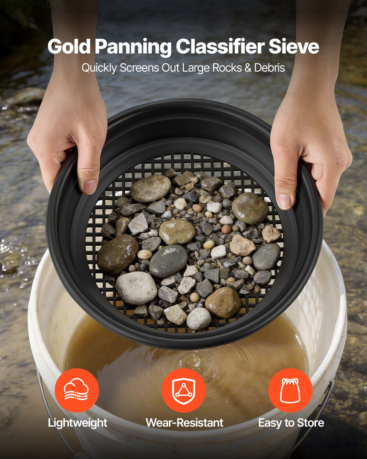 Gold Panning Kit, 254 mm and 355 mm Pans, 19 PCS Portable Prospecting Equipment Kit with Classifier Sieves, Sand Magnet, Rock Pick, Scoops, Backpack, and Accessories, for Outdoor Gold Recovery