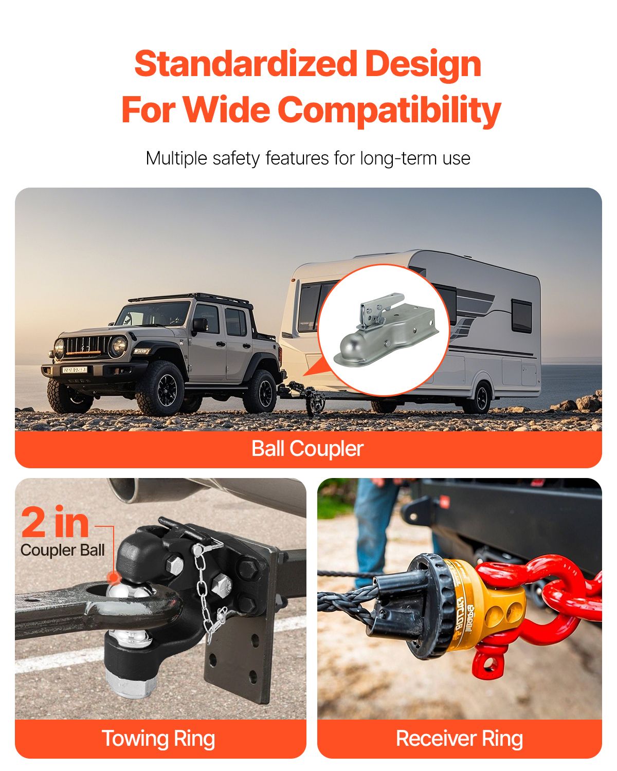 Pintle Hook, 9070 kg Towing Capacity, Trailer Hitches Receiver Hook Combination 50.4 mm Hitch Ball, Fits for 63.5 to 76.2 mm Lunette Ring with Mounting Kit, Wear-resistant, Black Powder Coat