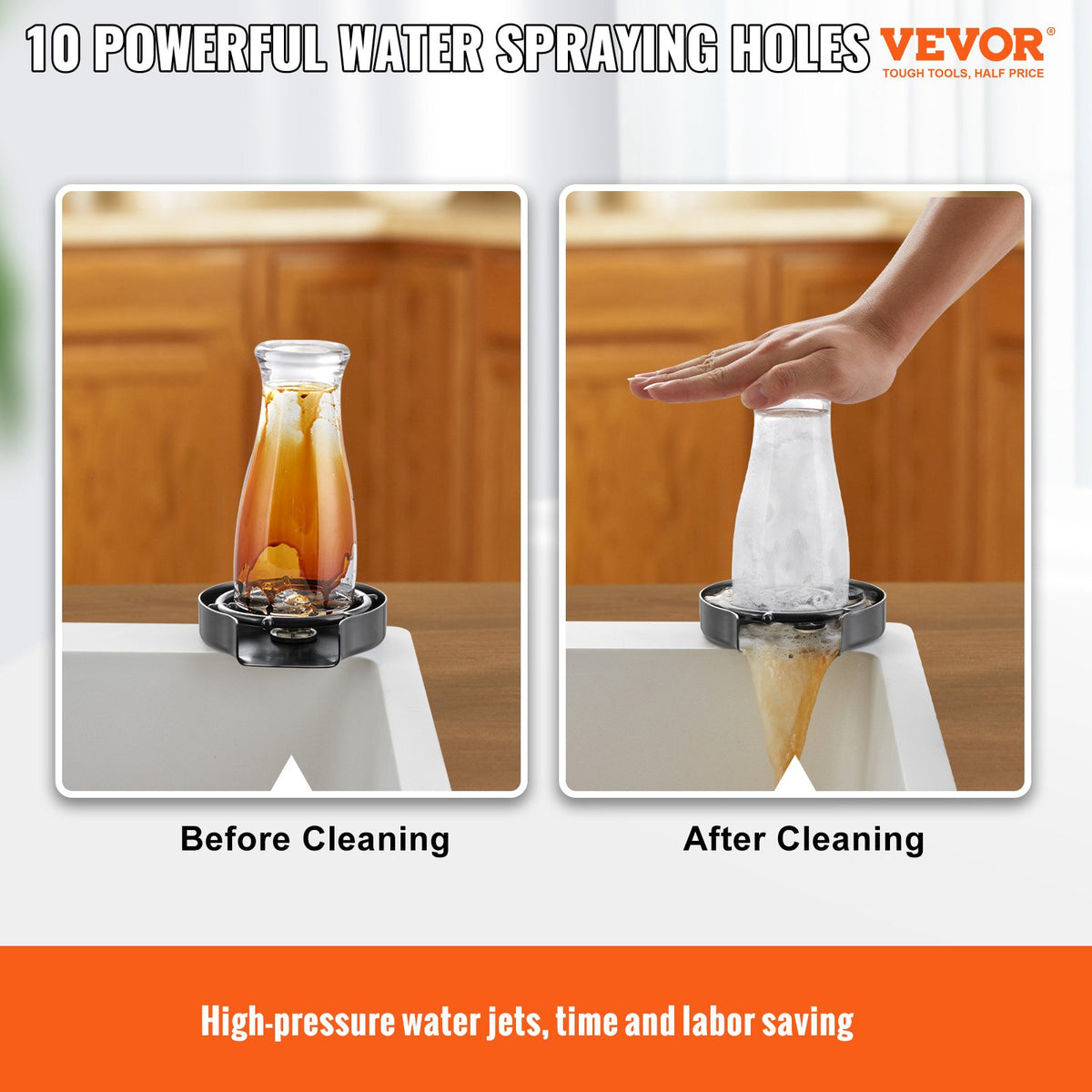 Glass Rinser 10-Hole 360 Rotating Stainless Steel Washer ABS Cup Holder