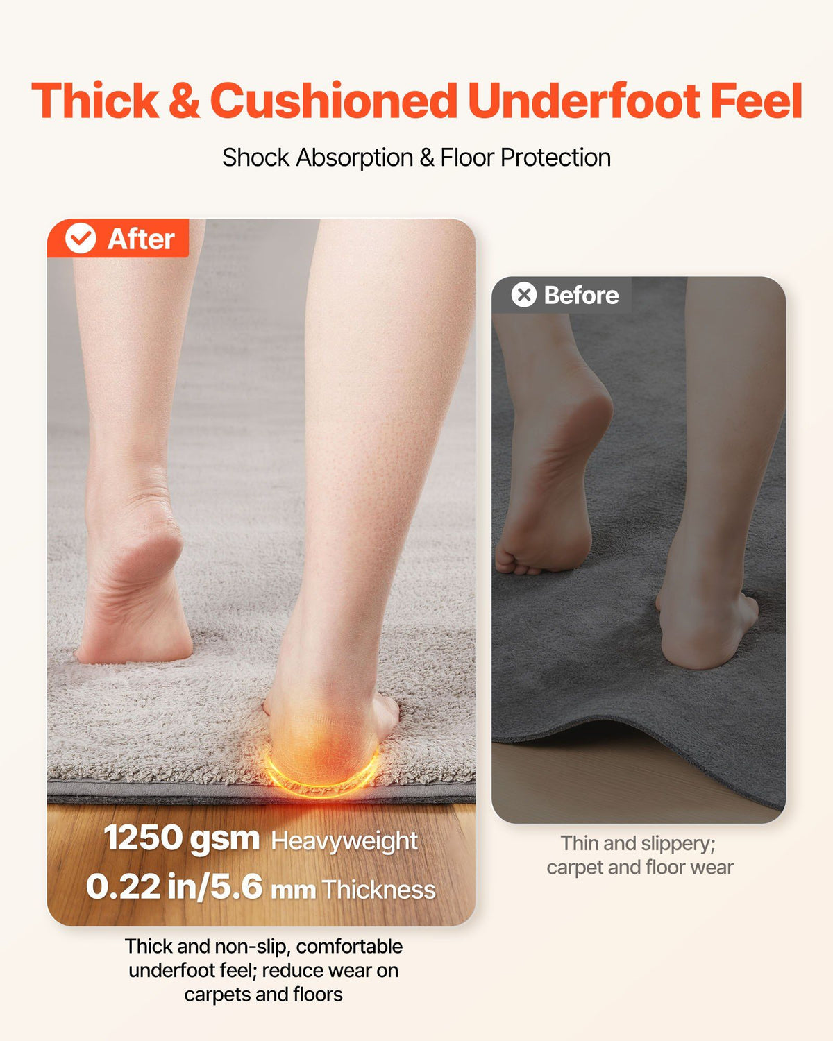 Rug Pad 0.91 x 1.52 m, Non-slip Carpet Area Pad, Rug Mat Padding with Dual Surface Felt Cushion & Rubber Gripper, Hardwood Floor Protection for All Floors, Finishes, Keeps Carpets in Place