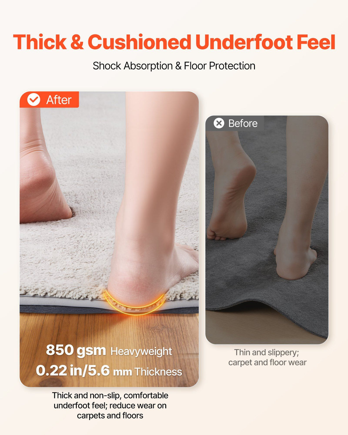 Rug Pad 2.44 x 1.52 m, Non-slip Carpet Area Pad, Rug Mat Padding with Dual Surface Felt Cushion & Rubber Gripper, Hardwood Floor Protection for All Floors, Finishes, Keeps Carpets in Place