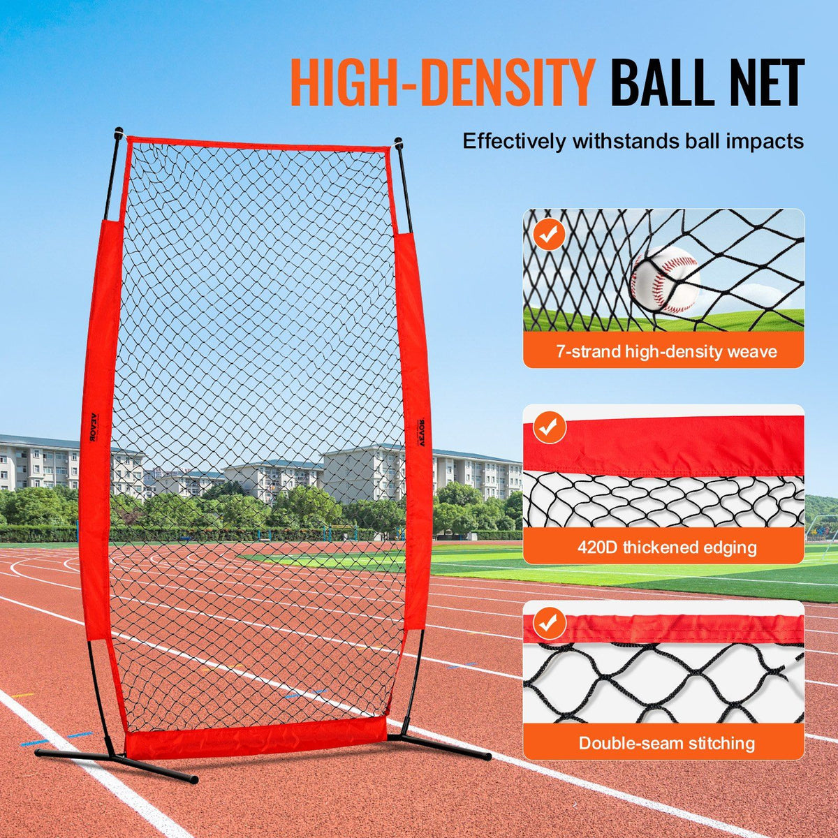 I Screen Baseball for Batting Cage, 7x4 ft Baseball & Softball Safety Screen, Body Protector Portable Batting Screen with Carry Bag & Ground Stakes, Baseball Pitching Net for Pitchers Protection