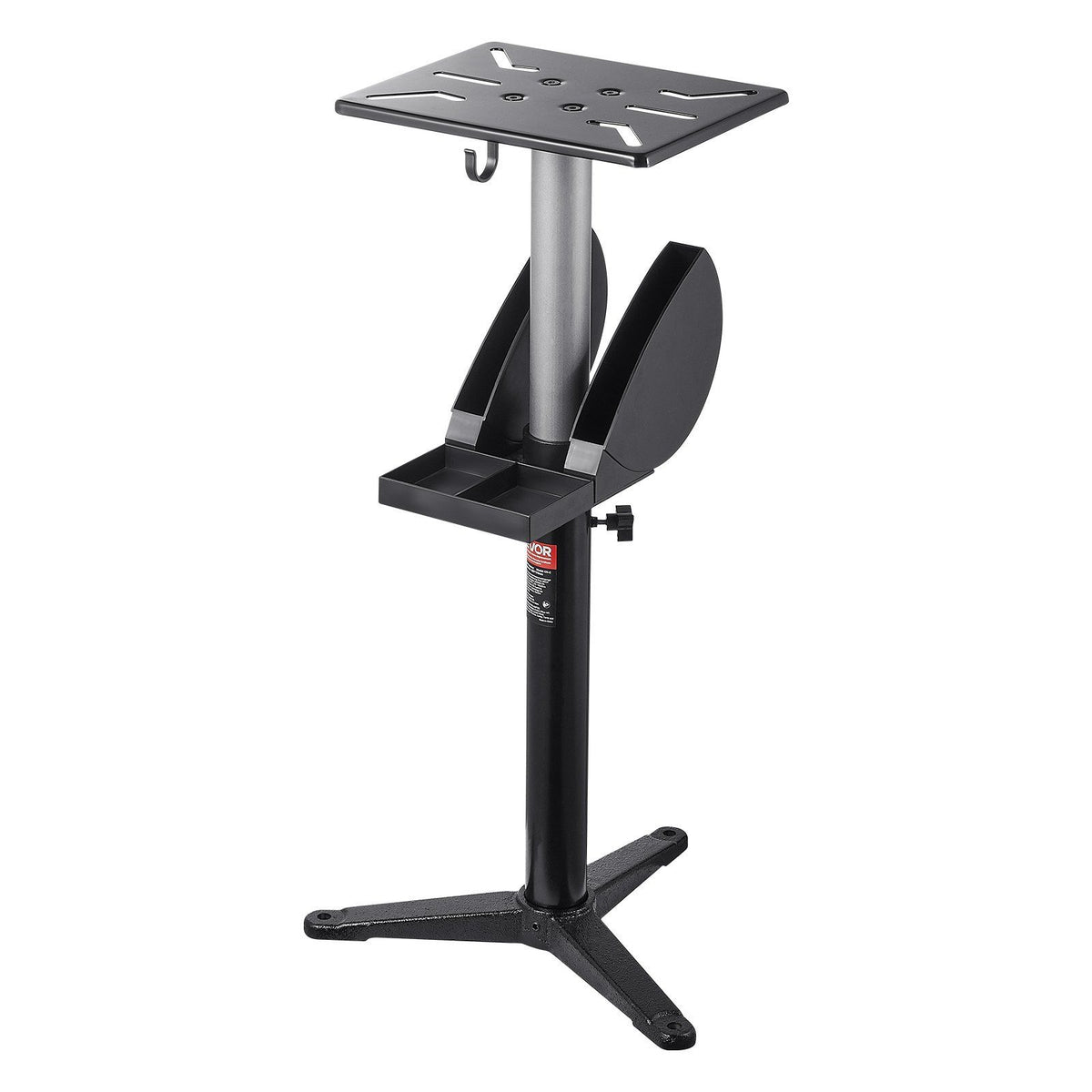 Bench Grinder Stand, Bench Grinder Vise Floor Pedestal with 31.5 x 25.4 cm Mounting Plate, Height-Adjustable Pedestal Stand with Grinding Wheel Storage Compartment & Heavy-Duty Cast Iron Base