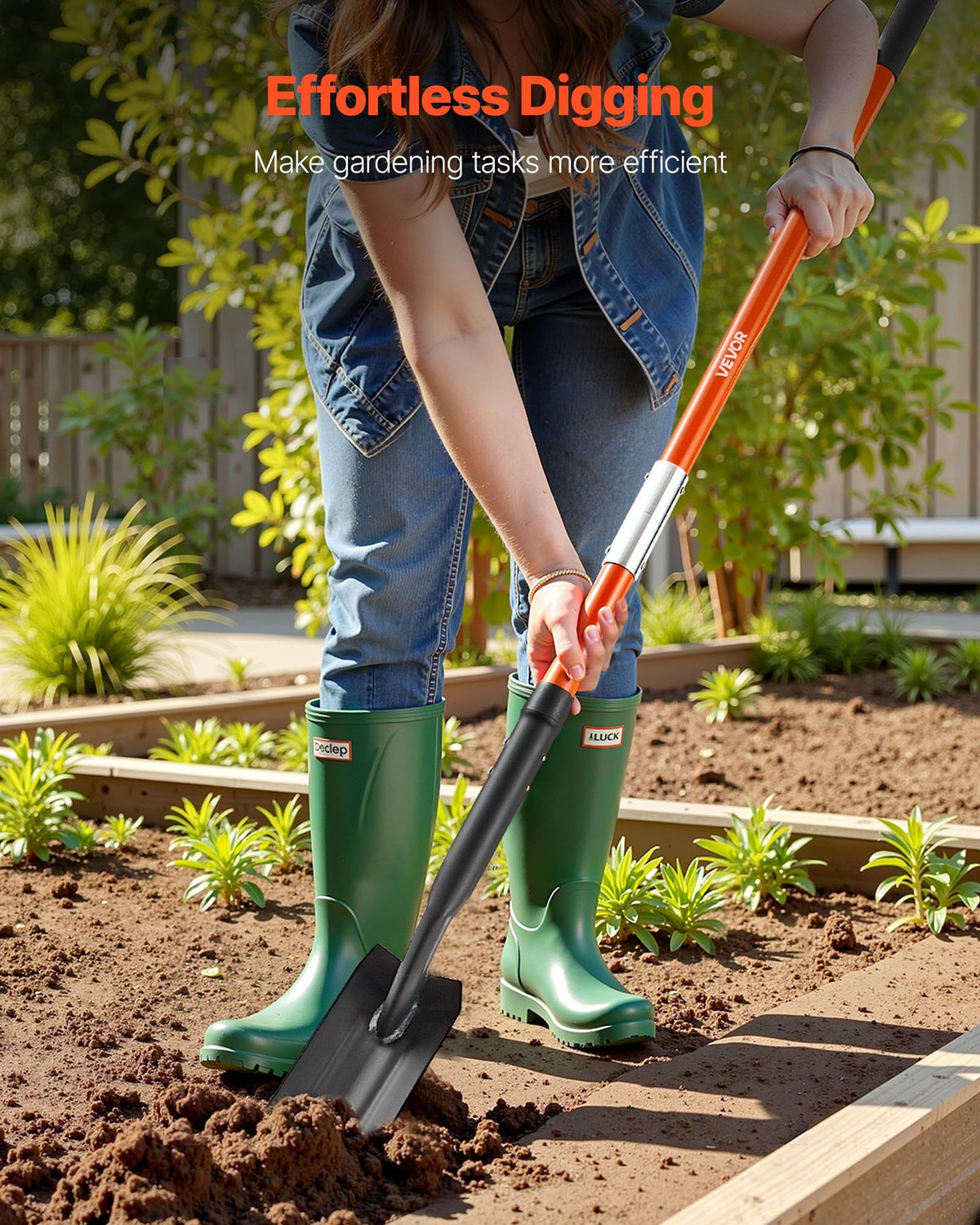 Trench Shovel, 10.4 cm Blade Heavy-Duty Trenching Shovel, Narrow Spade Trench Digger with Fiberglass Handle and Non-Slip Grip, for Gardening, Digging Holes, Trenching, and Planting, 142.5 cm