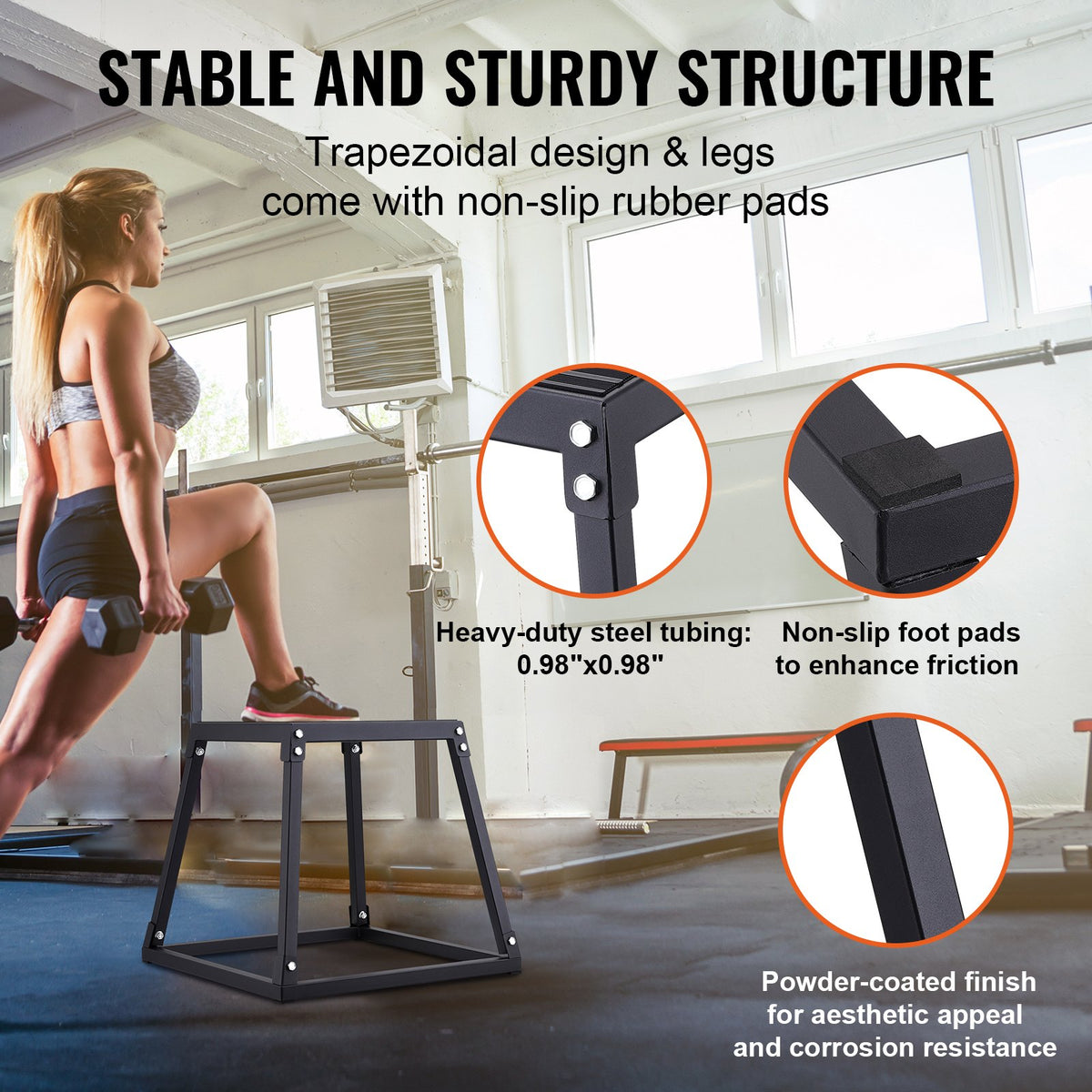 Plyometric Jump Box, 18 Inch Plyo Box, Steel Plyometric Platform and Jumping Agility Box, Anti-Slip Fitness Exercise Step Up Box for Home Gym Training, Conditioning Strength Training, Black