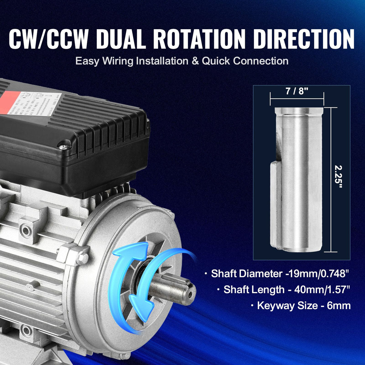 0.75KW Electric Motor 1400 rpm, AC 220~240V 5.45A, 80 - V952-TYJLIECDJ1406H7Z4V7