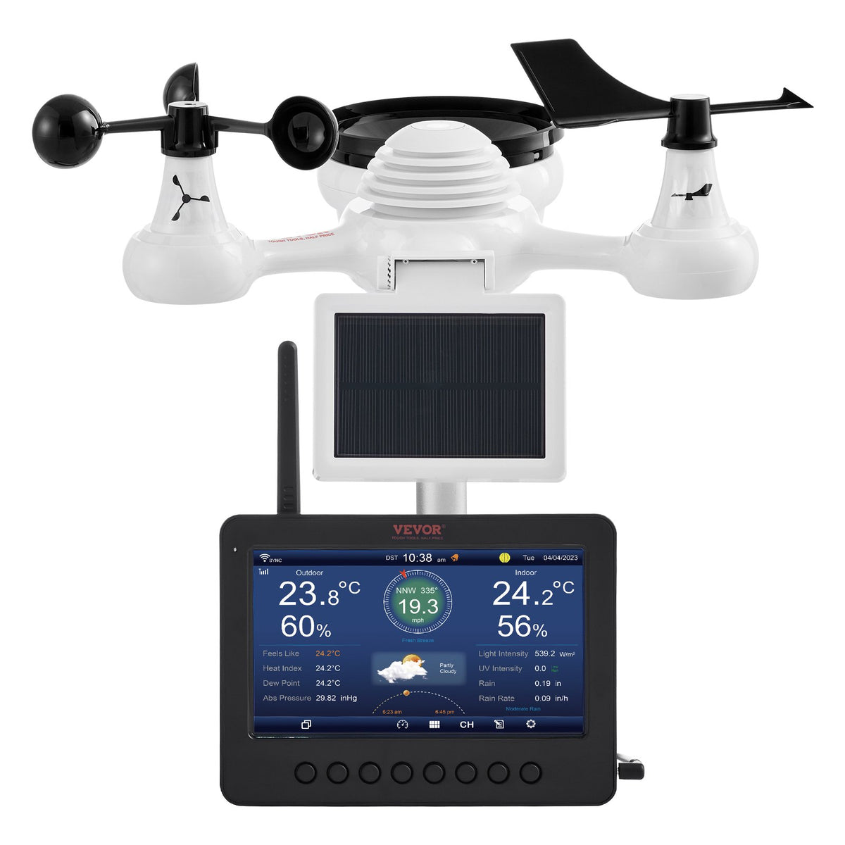 7-in-1 Wi-Fi Weather Station 177.8 mm TFT Display Wireless Outdoor Sensor
