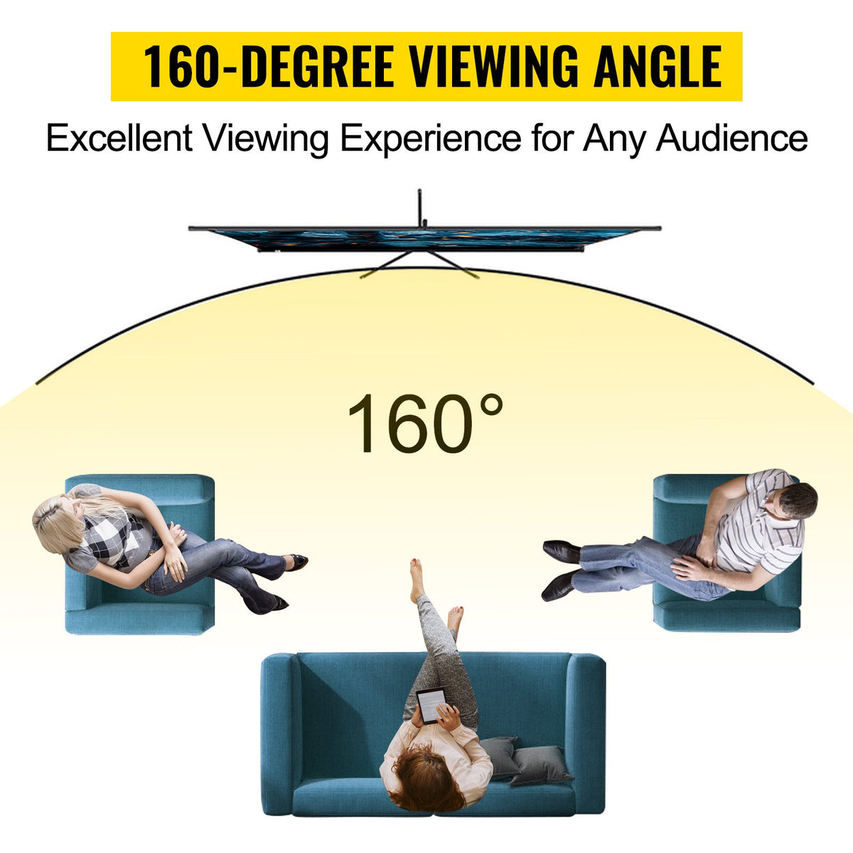 Tripod Projector Screen with Stand 60 inch 16:9 4K HD Projection Screen Stand Wrinkle-Free Height Adjustable Portable Screen for Projector Indoor & Outdoor for Movie, Home Cinema, Gaming, Office