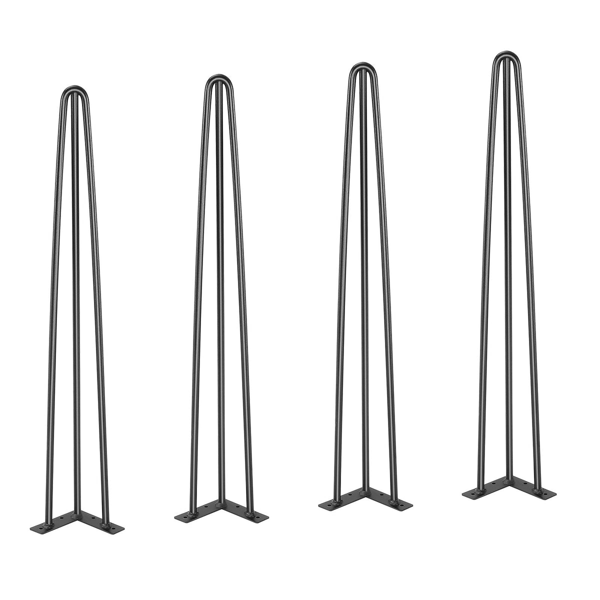 Hairpin Table Legs 0.7M, Set of 4 Desk Legs 408.2KG Load Capacity, Hairpin Desk Legs 3 Rods for Desk Chairs Bench Dining End Table, Solid Carbon Steel Heavy Duty Furniture Legs Black
