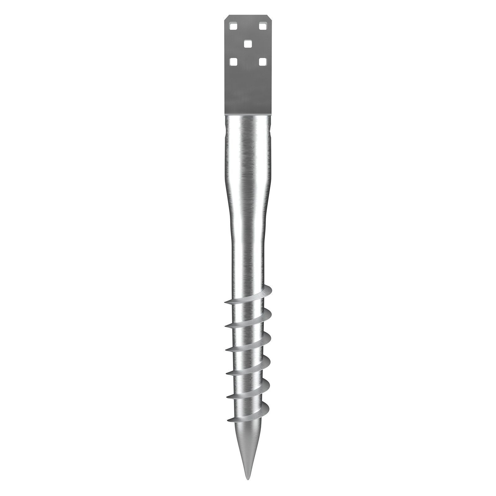 No Dig Ground Anchor, 1 Pack 10 x 7 x 70 cm DIY Screw in Post Stake, Includes 6 Lag Bolts & a Rebar, U-Shape Heavy Duty Steel Post Holder, Great for Mailbox Posts and Fence Posts
