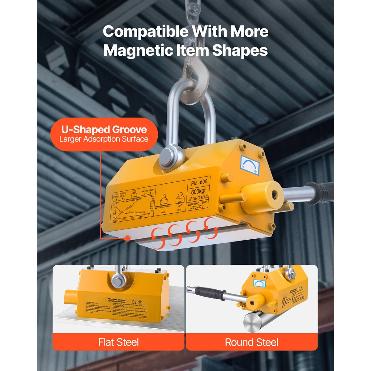 Permanent Magnetic Lifter, 600 kg Pulling Capacity - V952-UXYCXP1320LBKV1QU001V0