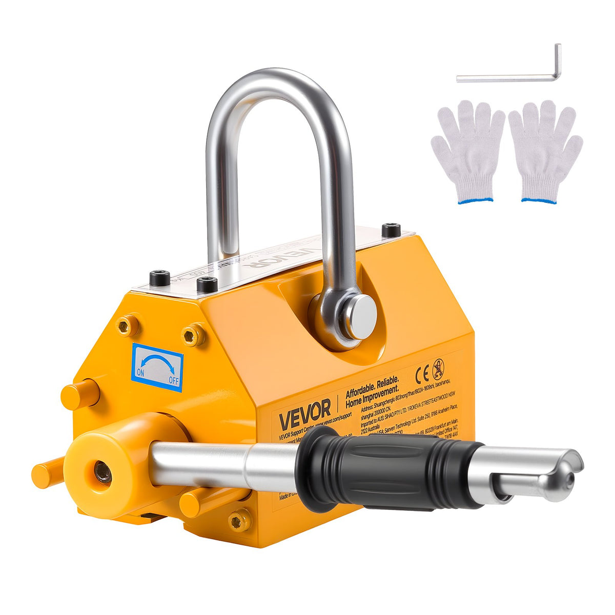 Permanent Magnetic Lifter, 400 kg Pulling Capacity, Heavy Duty N42 Neodymium Lifting Magnet with Release Handle and Steel Hook, Used in Shop Crane and Hoist, for Lifting Plate Steel, Board