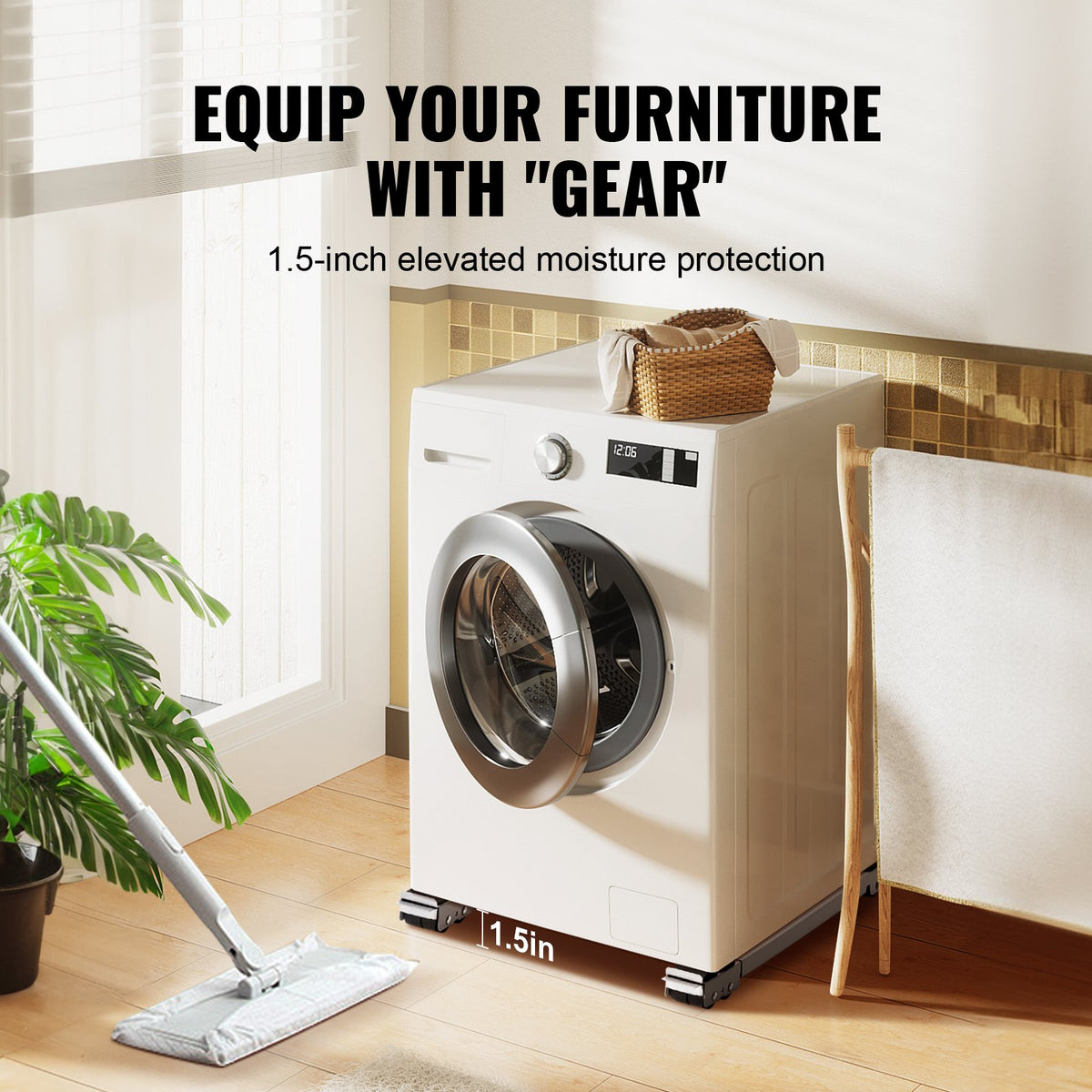 Heavy Duty Furniture Appliances Rollers, 660 lbs Total Load, Extendable Appliance Rollers Mobile Washing Machine Base, Fridge Stand Dolly Movers for Refrigerators, Dryers, Dishwashers, White