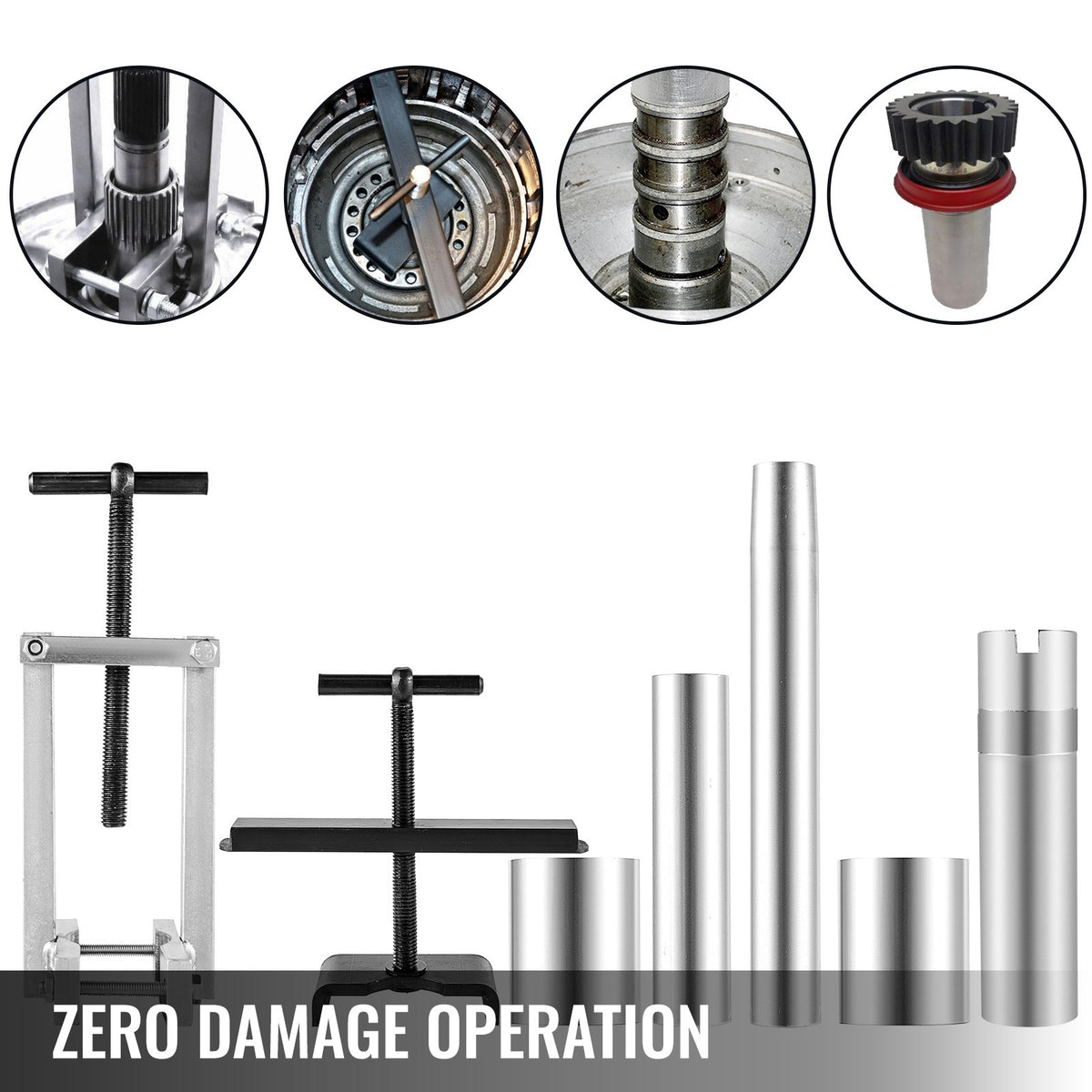Turbine Shaft, 6pcs Pump Stator Seal Ring Tools, Spring Compressor, Pump Puller Kit, Bushing Sizer Rotor Aligner, Pump Stator Seal Ring and Re-Sizer Kit for Thm700-R4 (Md8), 4L60, 4L60E, 4L70E