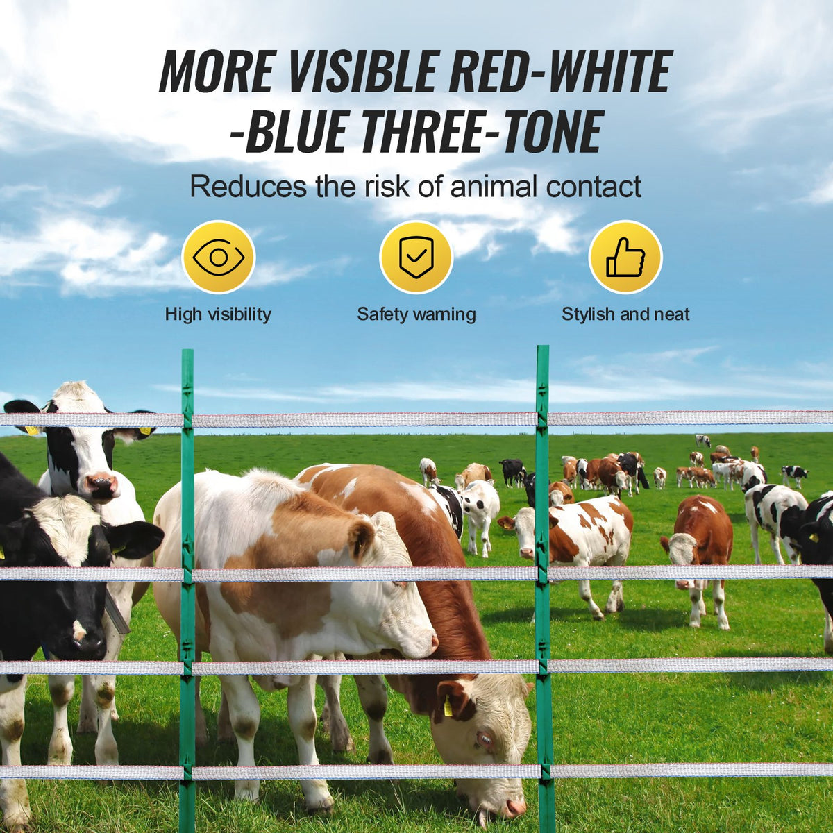 Electric Fence Tape, 1640Ft 500M Polytape Fencing Hot Wire, 3/4" Width 6 Stainless Steel Strands for Reliable Conductivity, UV & Rust Resistance, Portable Polywire for Horse Cattle Livestock