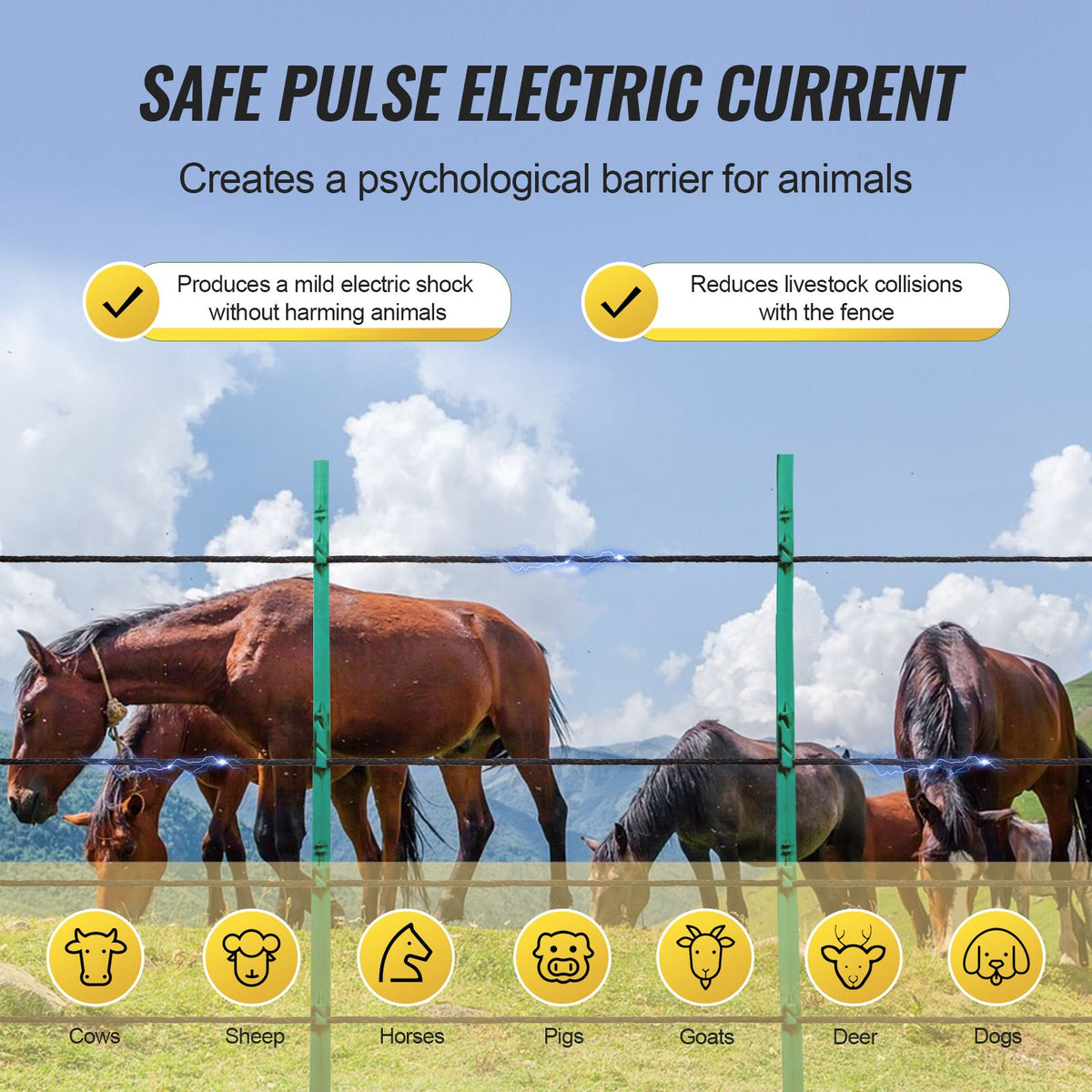Electric Fence Wire, 1000Ft 305M Portable Polywire, 1/4" Diameter 2 Copper Strands for Reliable Conductivity and Rust Resistance, Fencing Rope Line for Horse, Cattle, Livestock