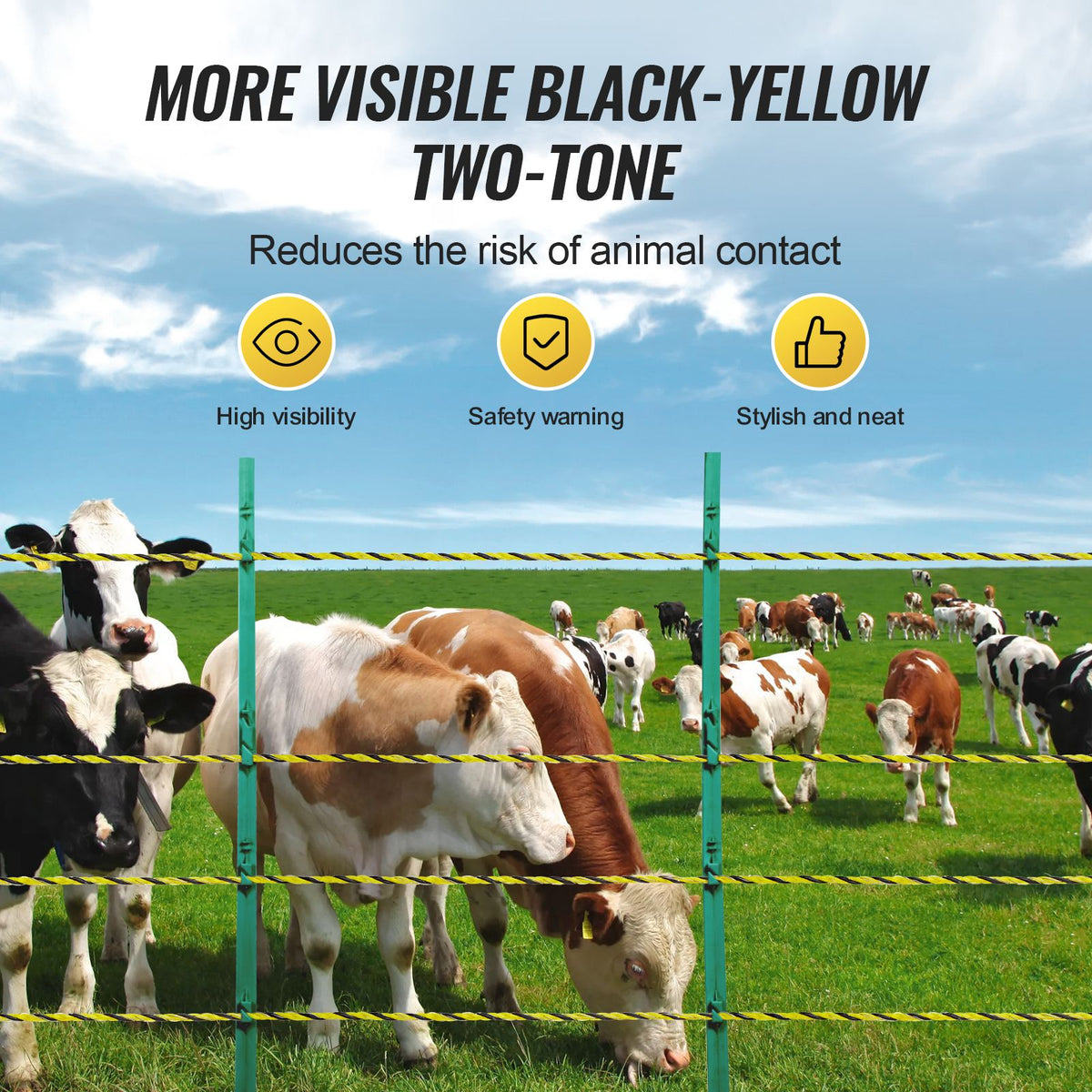 Electric Fence Wire, 3366Ft 1026M Portable Polywire, 1/8" Diameter 6 Stainless Steel Strands for Reliable Conductivity and UV, Rust Resistance, Fencing Rope Line for Horse, Cattle, Livestock
