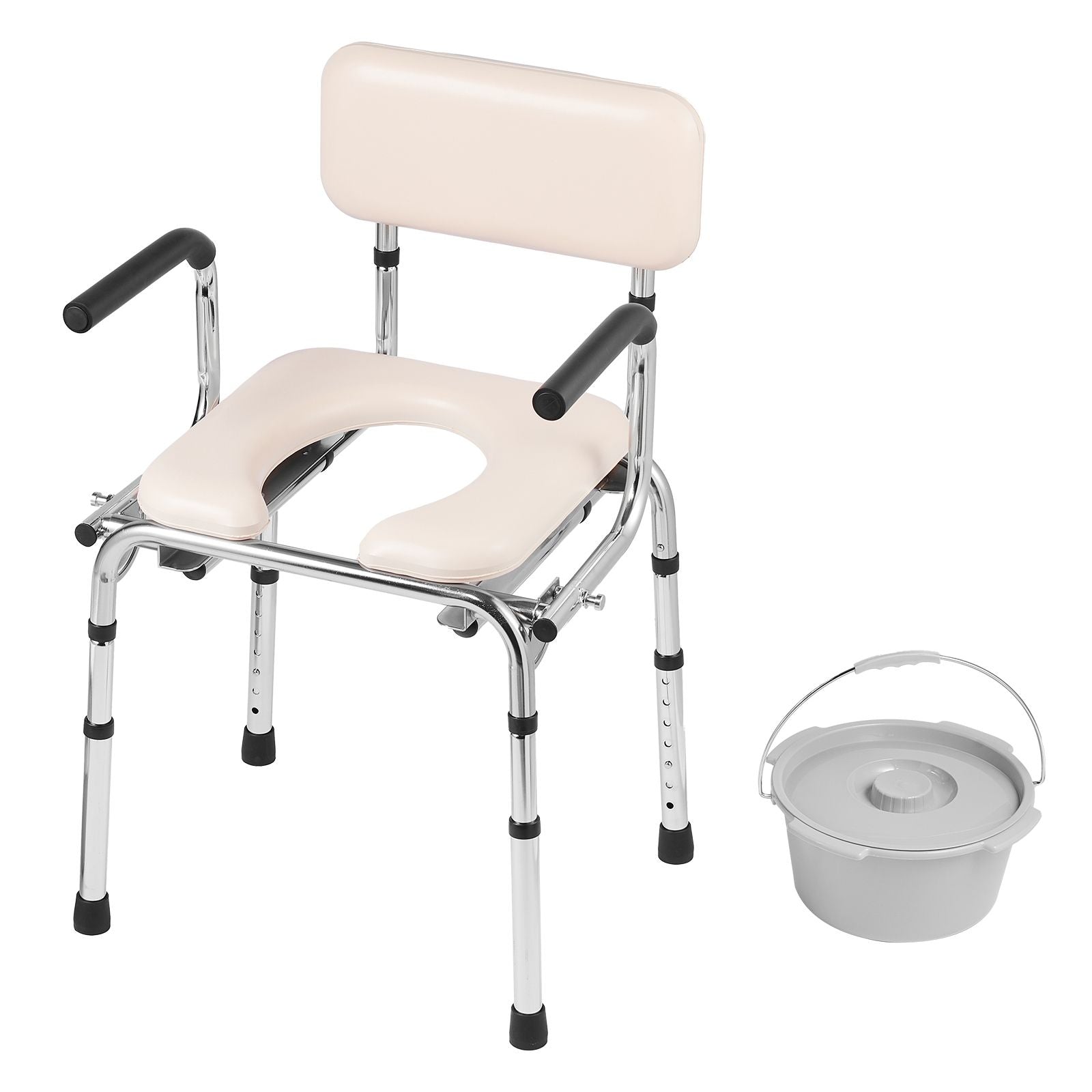 Commode Chair, Bedside Commode with Padded Seat, Drop - V952-WLKBS350BGRZ6CIGBV0