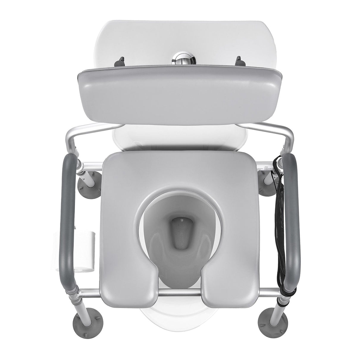 Bedside Commode Chair, 227 kg Capacity, 4-in-1 Portable Toilet and Raised Toilet Seat with Padded Seat & Backrest, Detachable 5L Bucket, Adjustable Height & Width Adult Potty Chair for Seniors