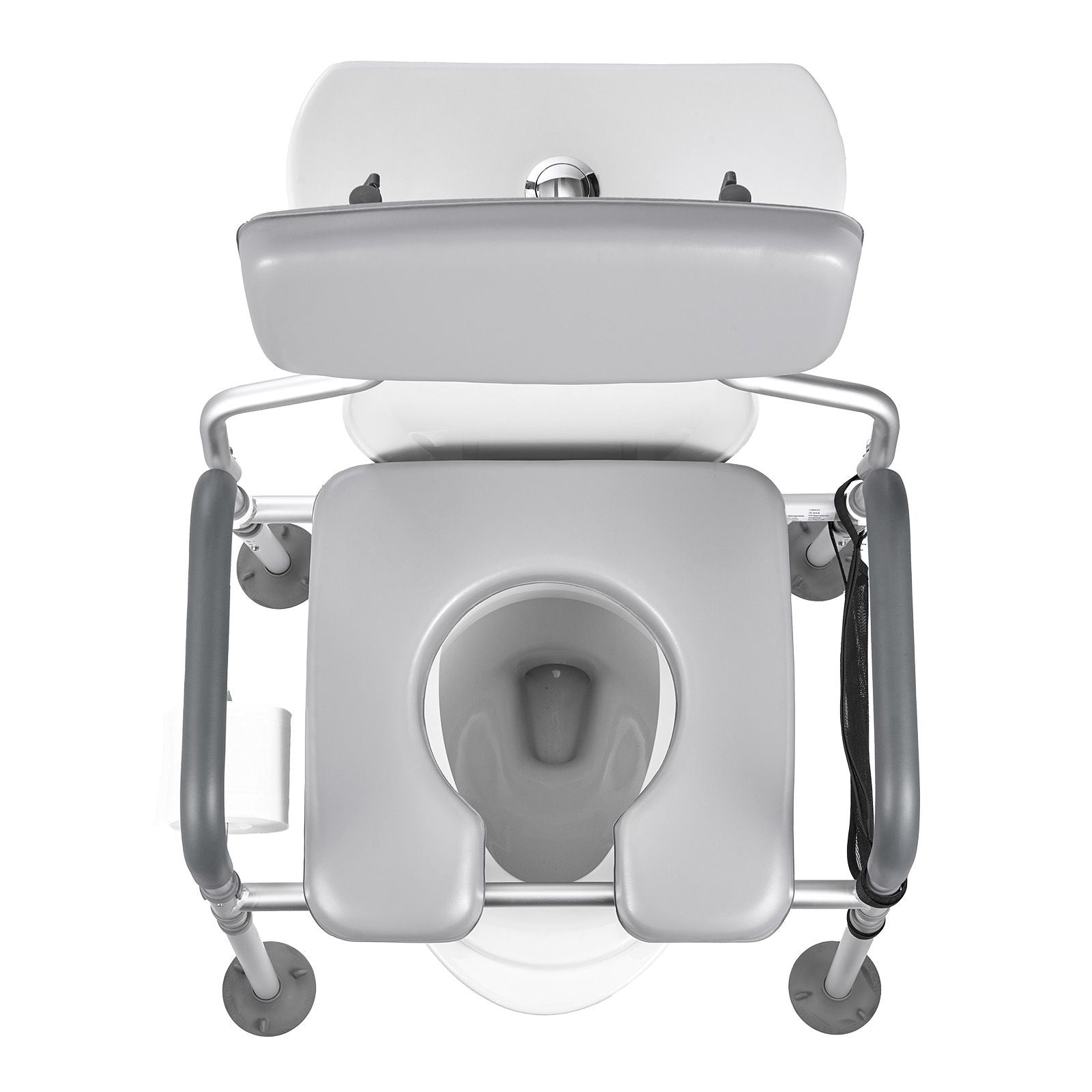 Bedside Commode Chair, 227 kg Capacity, 4-in-1 Portable Toilet and Raised Toilet Seat with Padded Seat & Backrest, Detachable 5L Bucket, Adjustable Height & Width Adult Potty Chair for Seniors