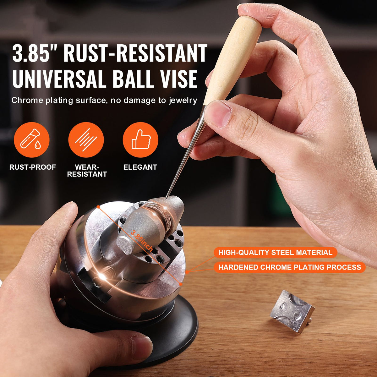 Ball Vise, 3" Engraving Setting Tool, 360° Rotation Engraving Block Vise, 30 PCS Attachment Jewelry Engraving Block Tools Standard Block for Gemstone Inlay and Small-Scale Engraving