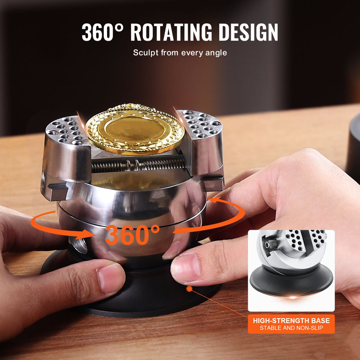Ball Vise, 3" Engraving Setting Tool, 360° Rotation Engraving Block Vise, 30 PCS Attachment Jewelry Engraving Block Tools Standard Block for Gemstone Inlay and Small-Scale Engraving