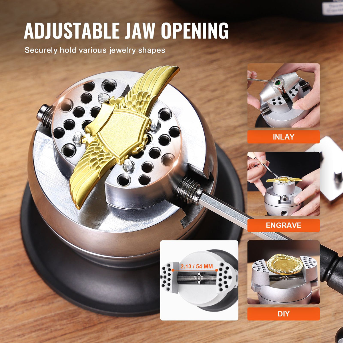 Ball Vise, 3" Engraving Setting Tool, 360° Rotation Engraving Block Vise, 30 PCS Attachment Jewelry Engraving Block Tools Standard Block for Gemstone Inlay and Small-Scale Engraving