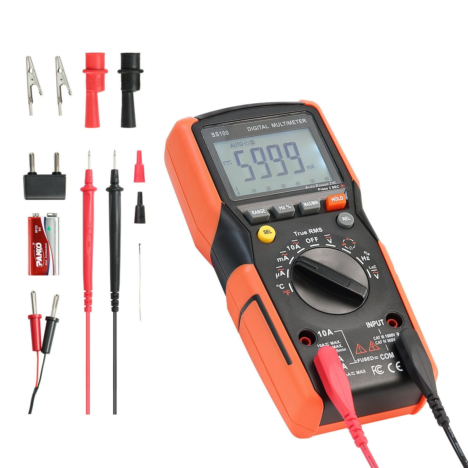 Digital Multimeter, 6000-Count TRMS DC/AC Voltmeter Current Tester, Auto-Ranging Multimeter for Current Voltage Resistance Capacitance Temperature Diodes Continuity Low Impedance Measurment
