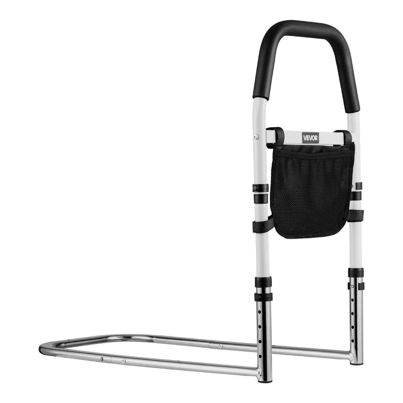 Bed Rail for Elderly, Bedside Assist Rails with PU Handrail, Adjustable Height Pipe Bedside Cane, High-Strength Carbon Steel Bed Bars for Seniors & Patients, Fits King, Queen, Full, Twin