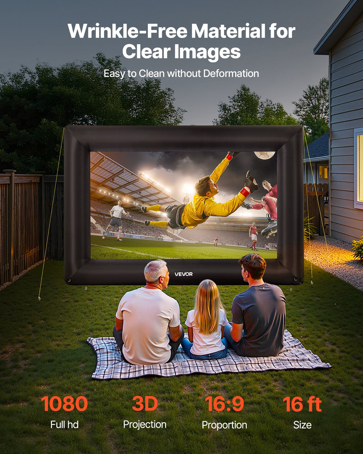 16 ft Inflatable Movie Screen 16:9 600D Movie Projector with Portable Bag