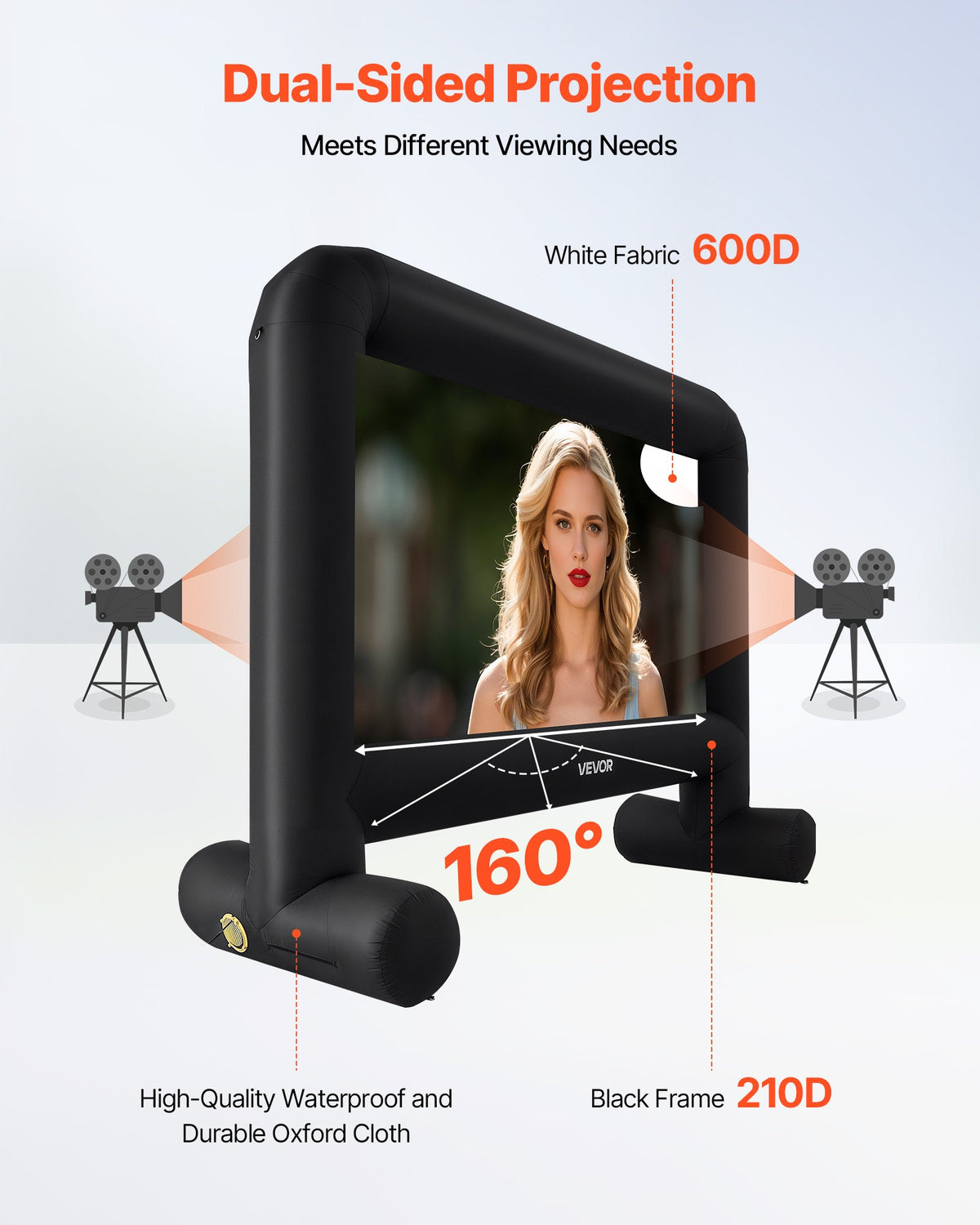 15 ft Inflatable Movie Screen 16:9 600D Movie Projector with Portable Bag