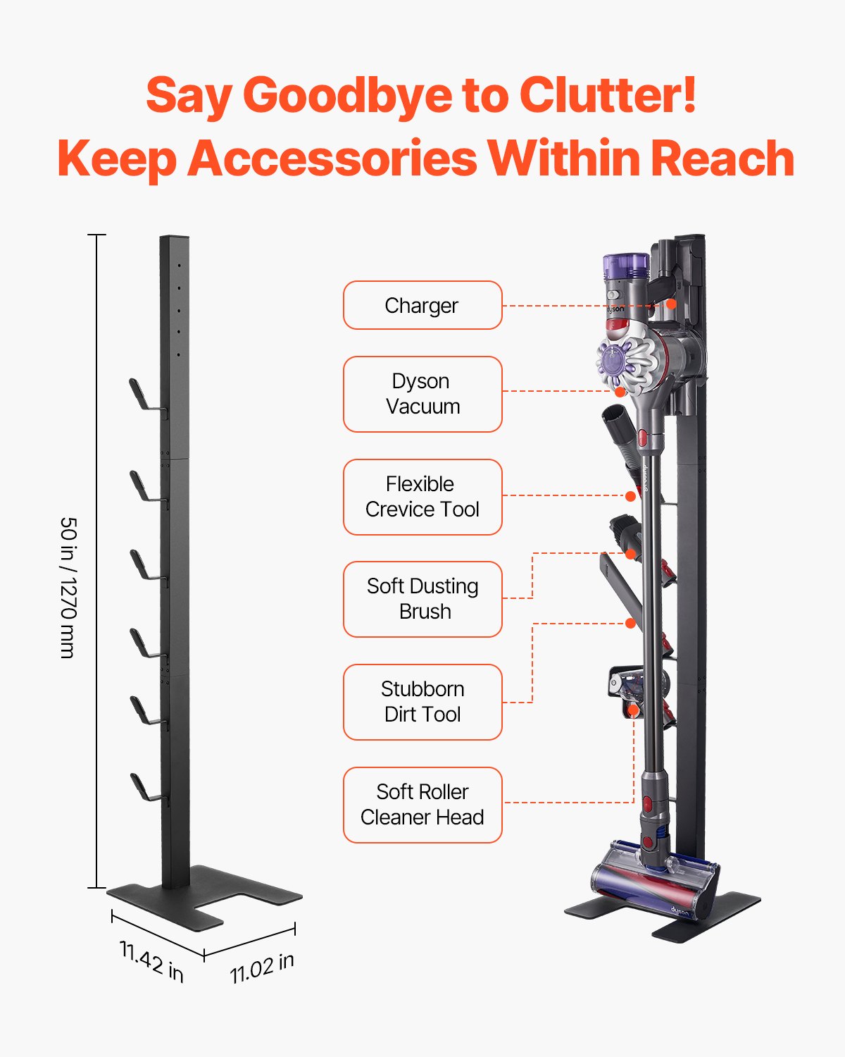 Vacuum Stand for Dyson Multi-Models Storage Bracket Holder with 6 Hooks