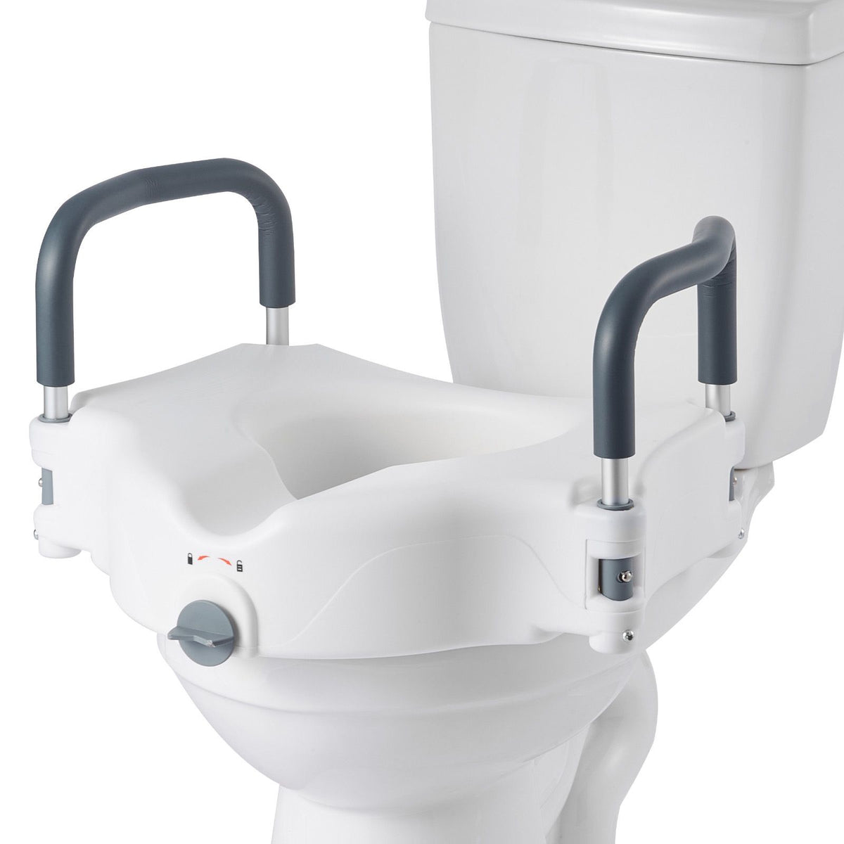Raised Toilet Seat with Arms, 136.1 kg Load Capacity, 127 mm Lift Height, Widened Commode Elevated Toilet Seat Riser with Padded Handles for Seniors, Elderly, Handicap, Disabled, and Adults Use