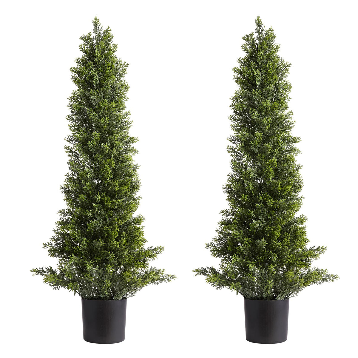 Artificial Topiary Cedar Trees, 2 Set 914mm Faux Pine Shrubs Plants, Fake Silk Tree Look Real, Easy Assembly for Decor Front Porch Outdoor Patio Garden Balcony Backyard Indoor Office