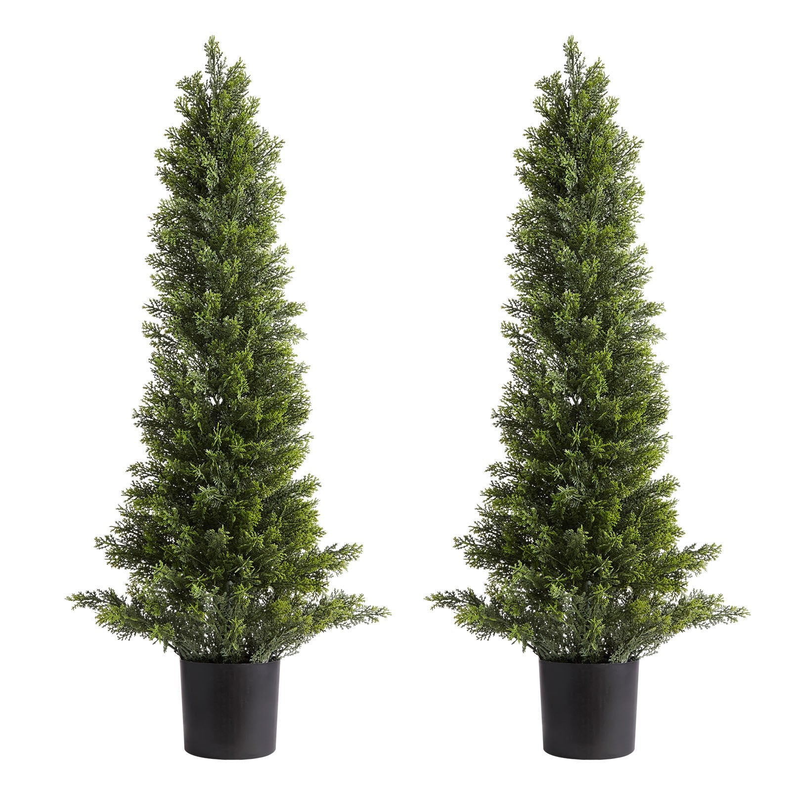 Artificial Topiary Cedar Trees, 2 Set 914mm Faux Pine Shrubs Plants, Fake Silk Tree Look Real, Easy Assembly for Decor Front Porch Outdoor Patio Garden Balcony Backyard Indoor Office