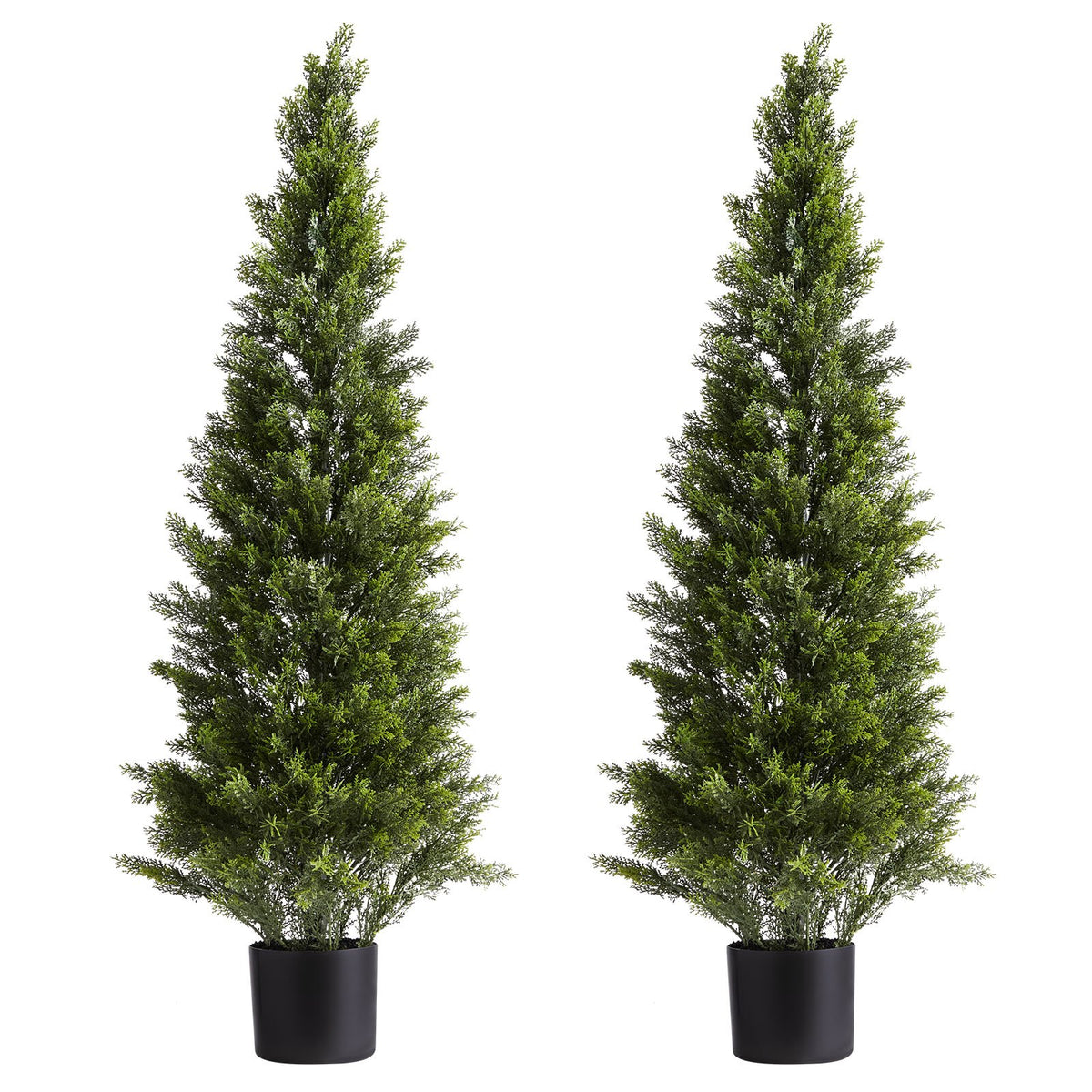 Artificial Topiary Cedar Trees, 2 Set 1219mm Faux Pine Shrubs Plants, Fake Silk Tree Look Real, Easy Assembly for Decor Front Porch Outdoor Patio Garden Balcony Backyard Indoor Office